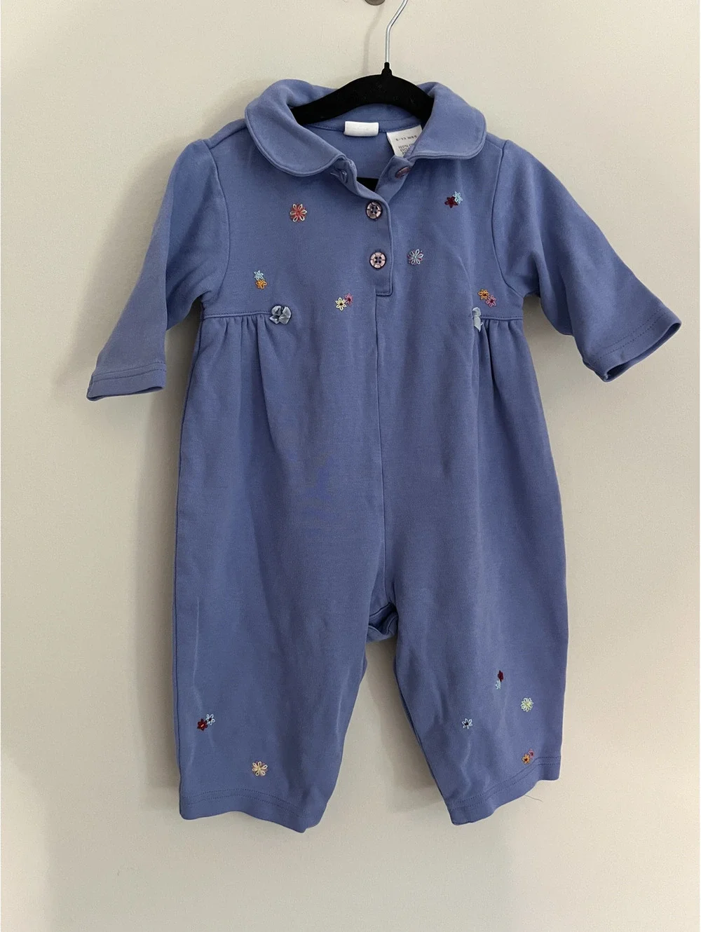 Vintage Gymboree Purple Floral Detail Peter Pan Collar Long Sleeve Jumpsuit